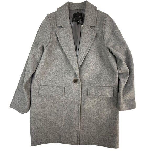 NEW J Crew Collection Melton Italian Wool Boyfriend Topcoat Jacket 0 Gray A8907 - Picture 1 of 14